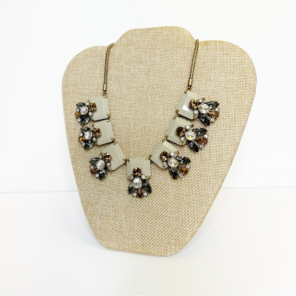 NWT J.CREW Gray Rhinestone Statement Necklace
